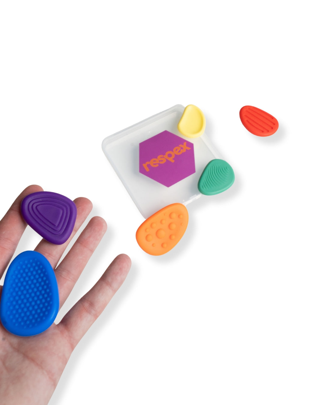 Sanse-sten i silikone – 6 forskellige Worry Stones